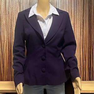 NEWPORT NEWS Woman Jacket Blazer Purple Long Sleeve 3 Button SZ/8